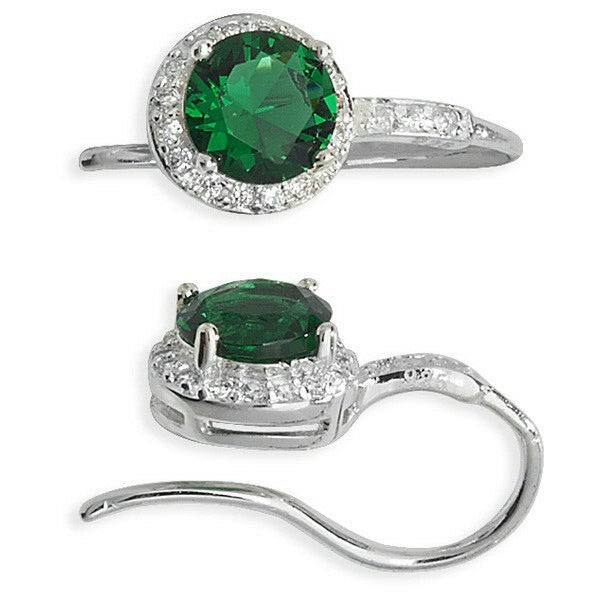 Emerald Drop Earrings Solid Sterling Silver 925 Hallmark Brand New Boxed