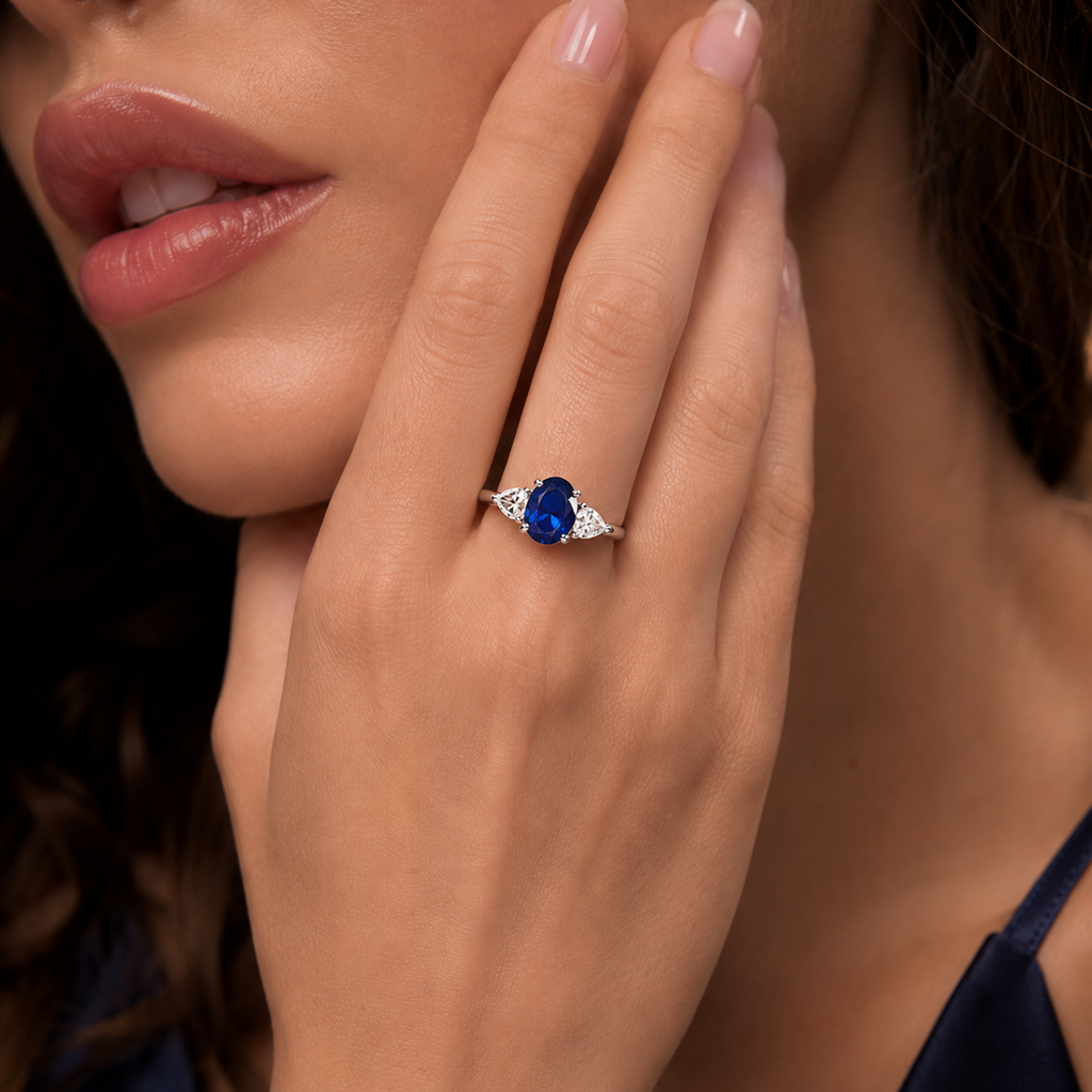 Sterling Silver Sapphire Ring Solitaire 925 Hallmarked British Made Sizes J - R