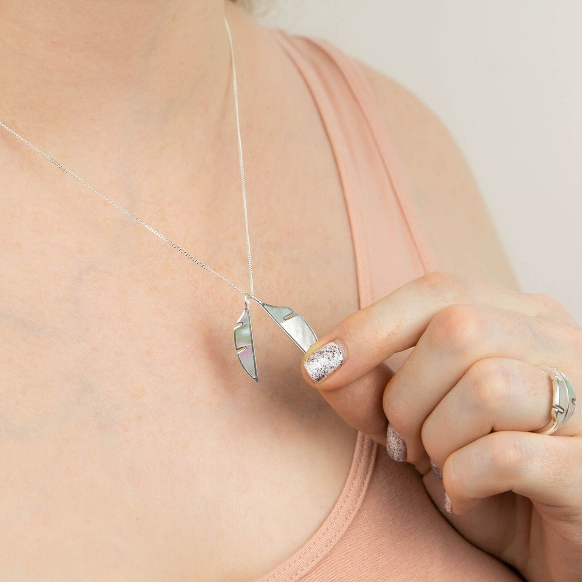 Sterling Silver Split Leaf Pendant 925 Hallmarked British Made All Chain Lengths