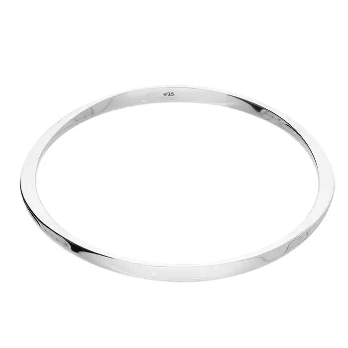 Thick Single Curve Bangle Sterling Silver 925 Hallmarked British Made Brand New