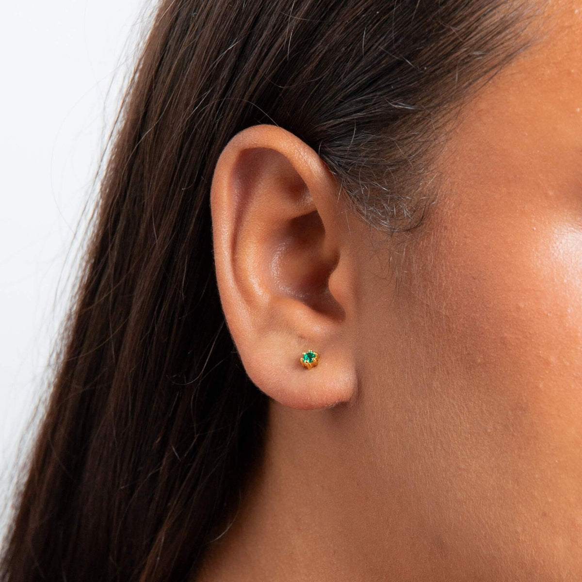 Green Crystal Stud Earrings 9ct Yellow Gold Plated Hallmarked Brand New Boxed