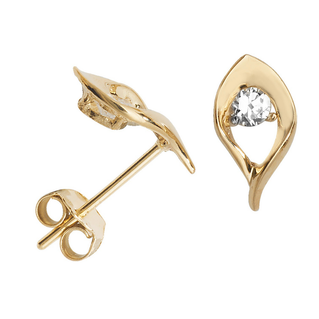 Solitaire Teardrop Stud Earrings 9ct Yellow Gold 375 Hallmarked Brand New Boxed
