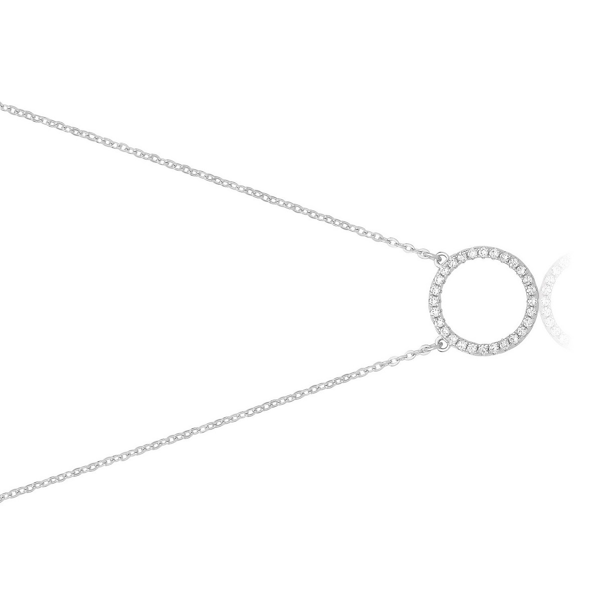 Ladies Pave Eternity Circle Necklace Sterling Silver 925 Hallmarked British Made