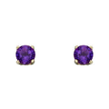 Natural Amethyst February Stud Earrings 9ct Yellow Gold Hallmarked British Made