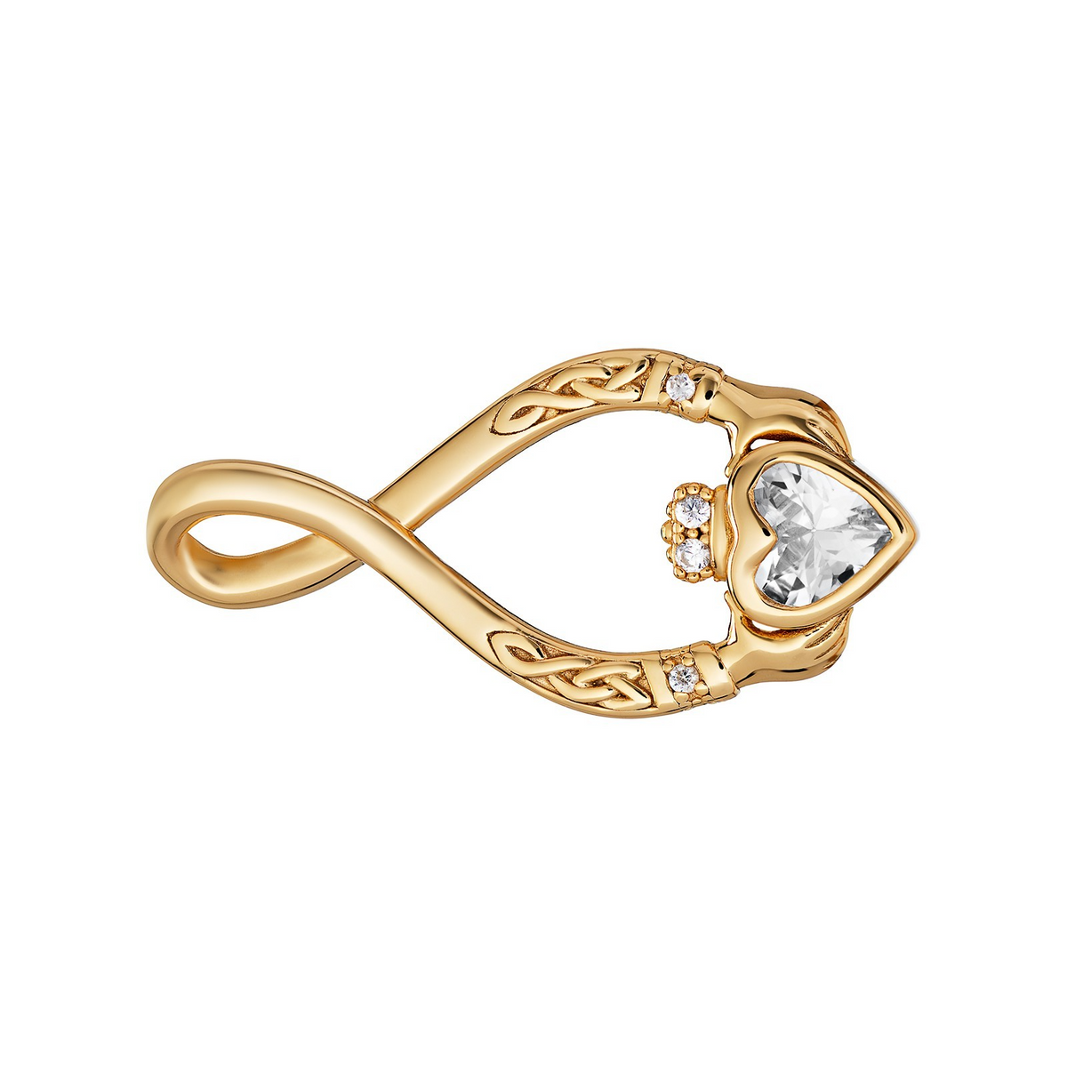 Celtic Claddagh Pendant 9ct Yellow Gold Plated Hallmarked All Chain Lengths