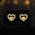 Heart Stud Earrings 14ct Yellow Gold Hallmarked British Made Brand New Boxed