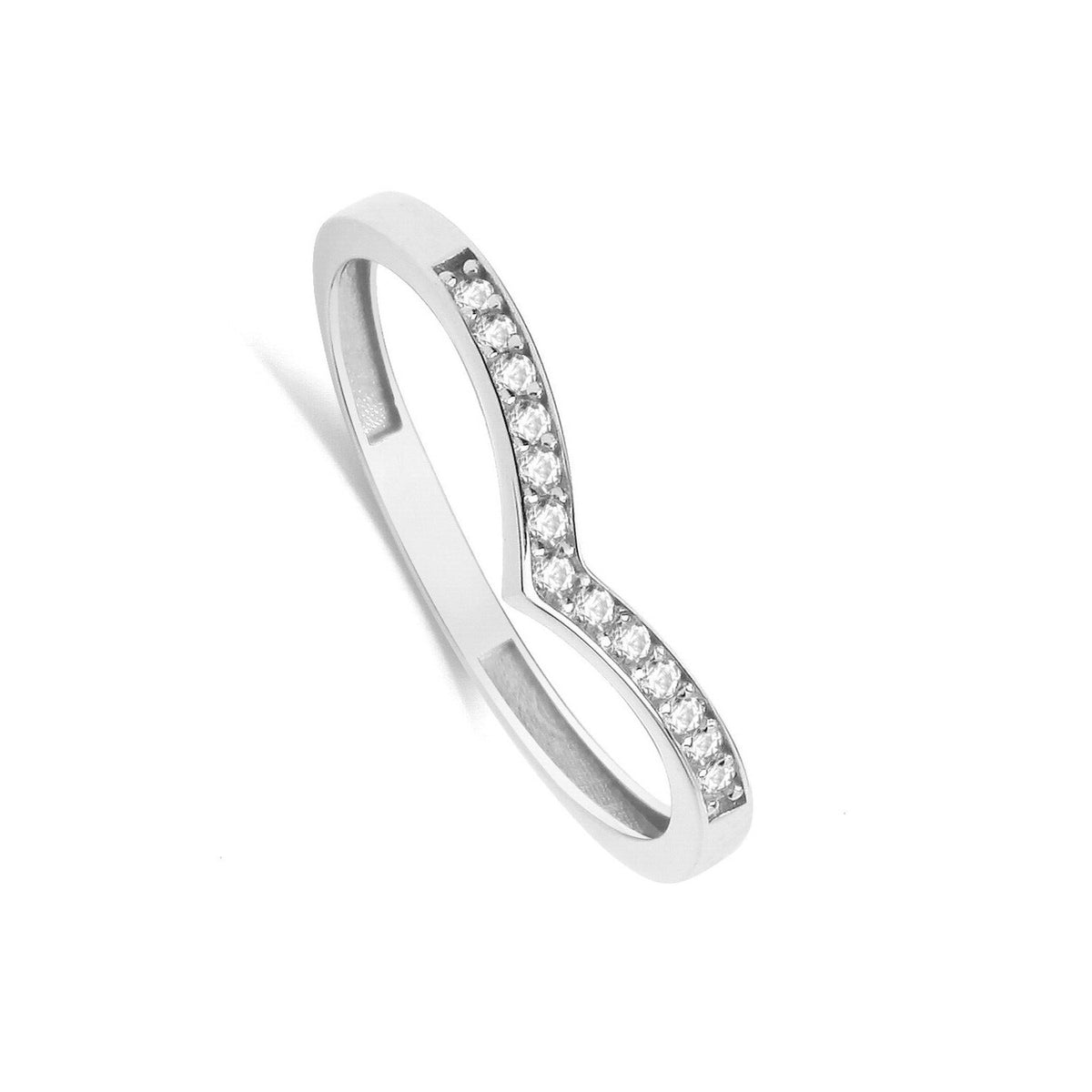 Wishbone Ring 9ct White Gold Eternity Wedding Band Hallmarked Sizes J - T