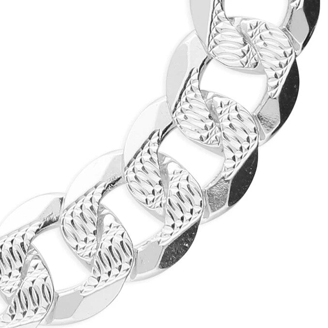 Gents Solid Sterling Silver DC Curb Chain Bracelet British Made 925 Hallmarked