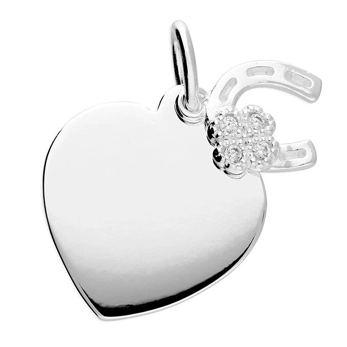 Heart & Horseshoes Pendant Sterling Silver 925 Hallmarked All Chain Lengths