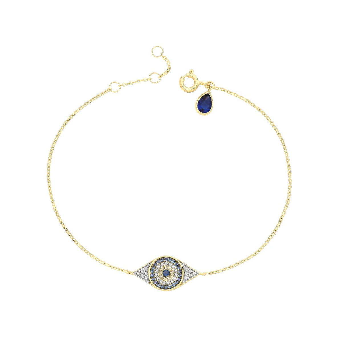 Pearl Evil Eye Necklace and Bracelet Set 9ct Yellow Gold 375 Hallmarked