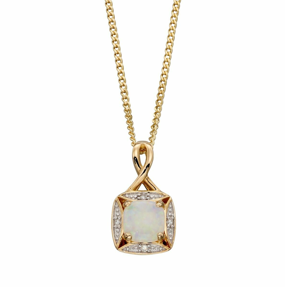 Diamond and Opal Pendant 9ct Yellow Gold 375 Hallmarked British Made