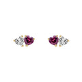 2 Stone Heart Stud Earrings 9ct Yellow Gold 375 Hallmarked British Made
