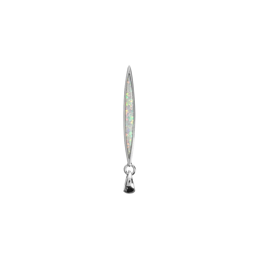 White Opal Marquise Drop Pendant Sterling Silver 925 Hallmark  All Chain Lengths