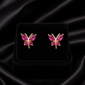 Ruby Butterfly Stud Earrings Yellow Gold Natural Stone 375 Hallmark New Boxed