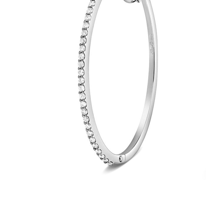 32mm Natural Diamond Hoop Earrings 18ct White Gold Hallmarked British Made