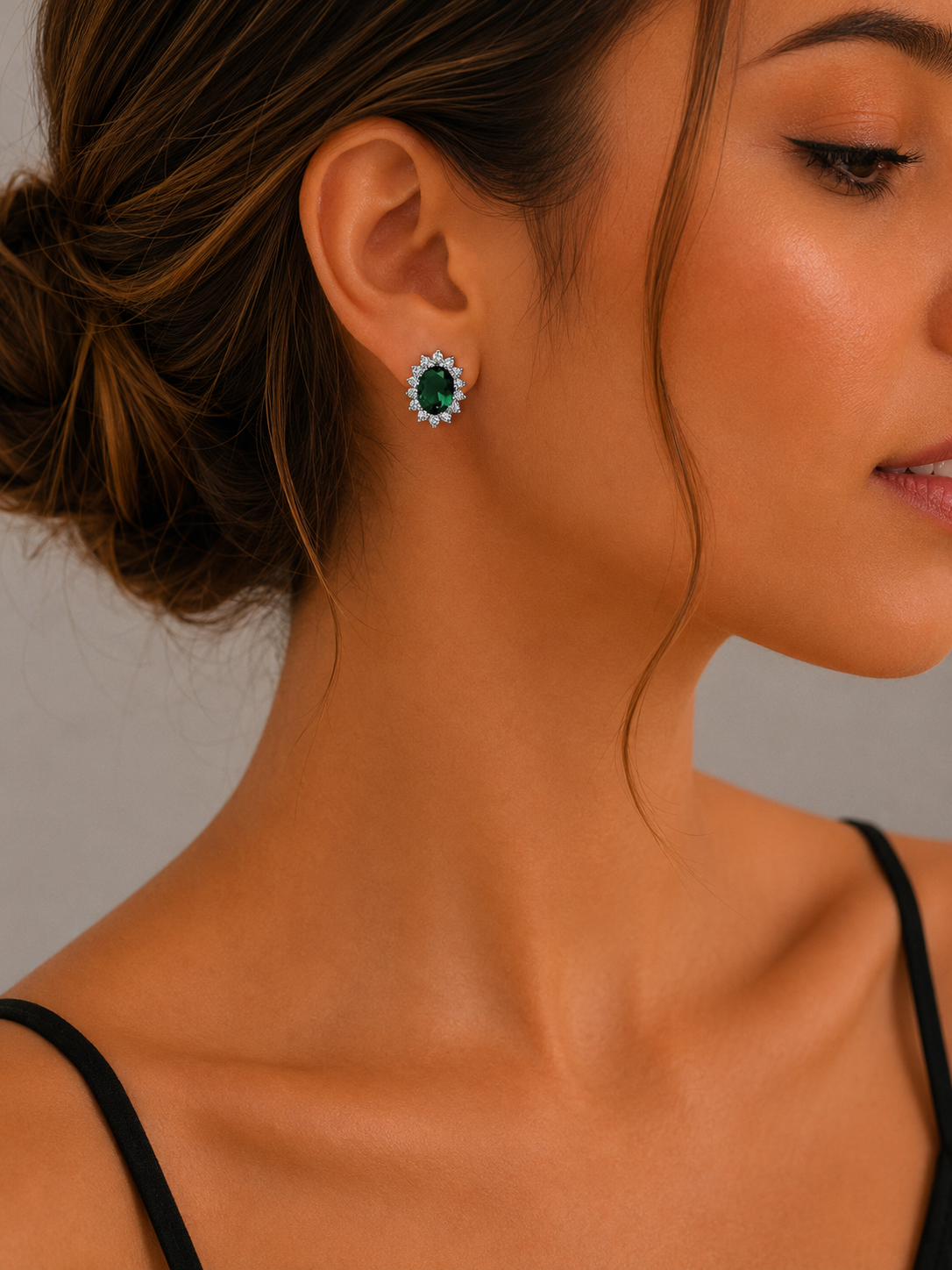 Emerald Oval Earrings Solid Sterling Silver 925 Hallmark Brand New Boxed