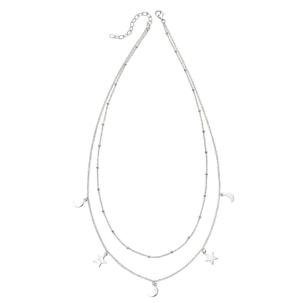 Star & Moon Chain Necklace Sterling Silver 925 Hallmarked Brand New Boxed