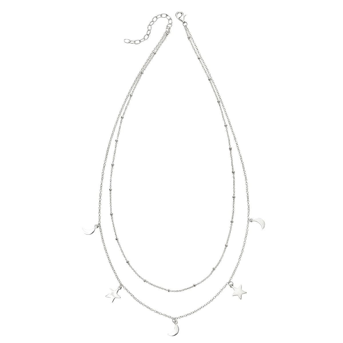 Star & Moon Chain Necklace Sterling Silver 925 Hallmarked Brand New Boxed