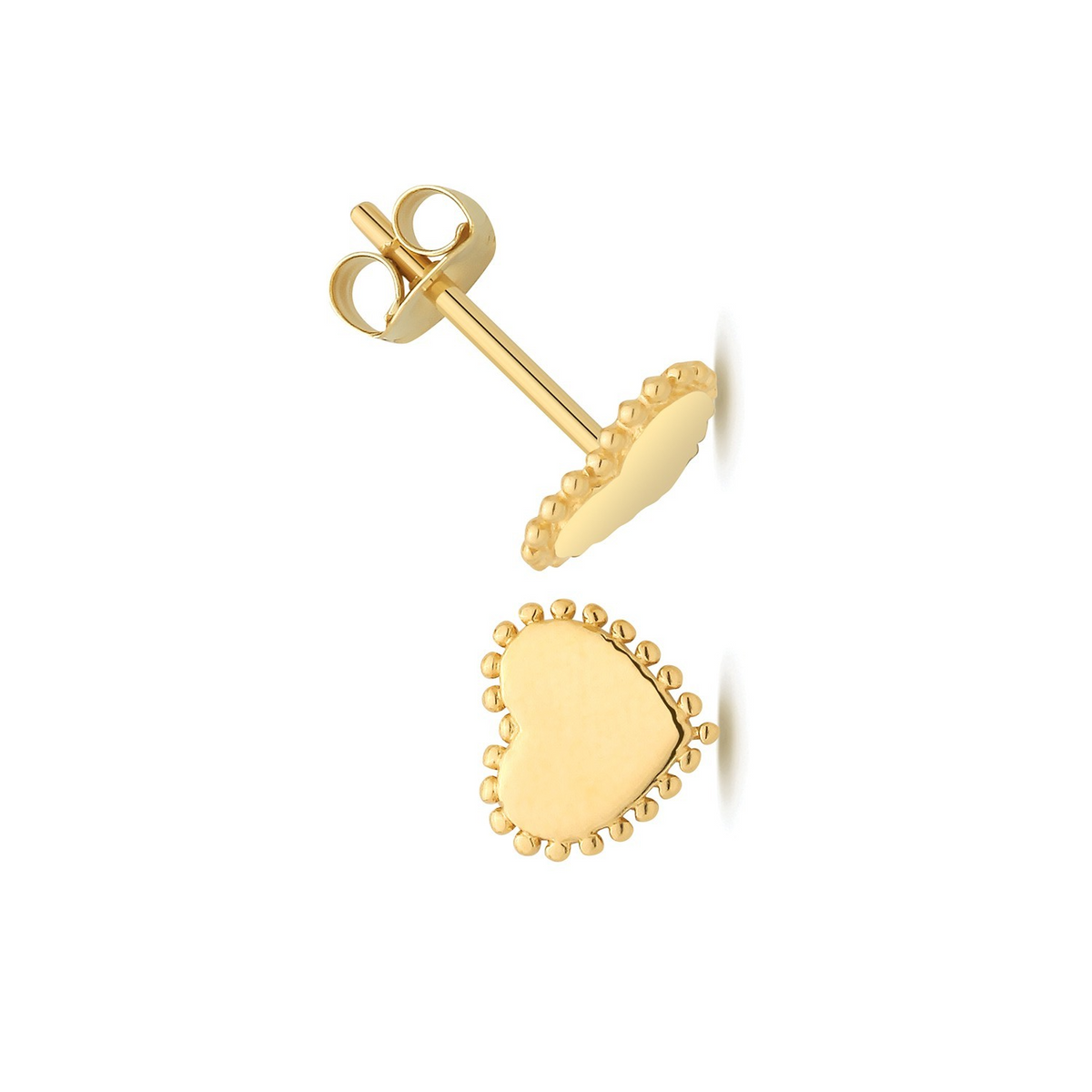 Authentic Plain Heart Stud Earrings 9ct Yellow Gold 375 Hallmarked Brand New