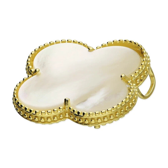 Pearl Quatrefoil Pendant 9ct Yellow Gold Plated Hallmarked All Chain Lengths