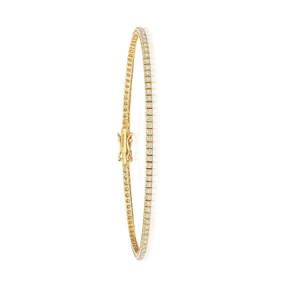 Natural Diamond 18ct Yellow Gold Tennis Bracelet 375 Hallmarked British Made