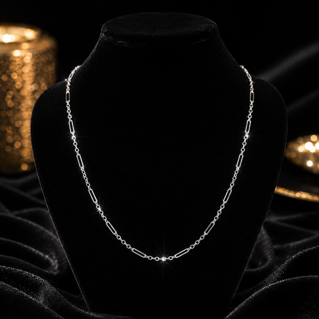 Mixed Length Chain Necklace 9ct White Gold 375 Hallmarked British Made Brand New