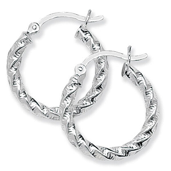 Sterling Silver Hoop Earrings 20mm Creole 925 Hallmarked Twist British Made