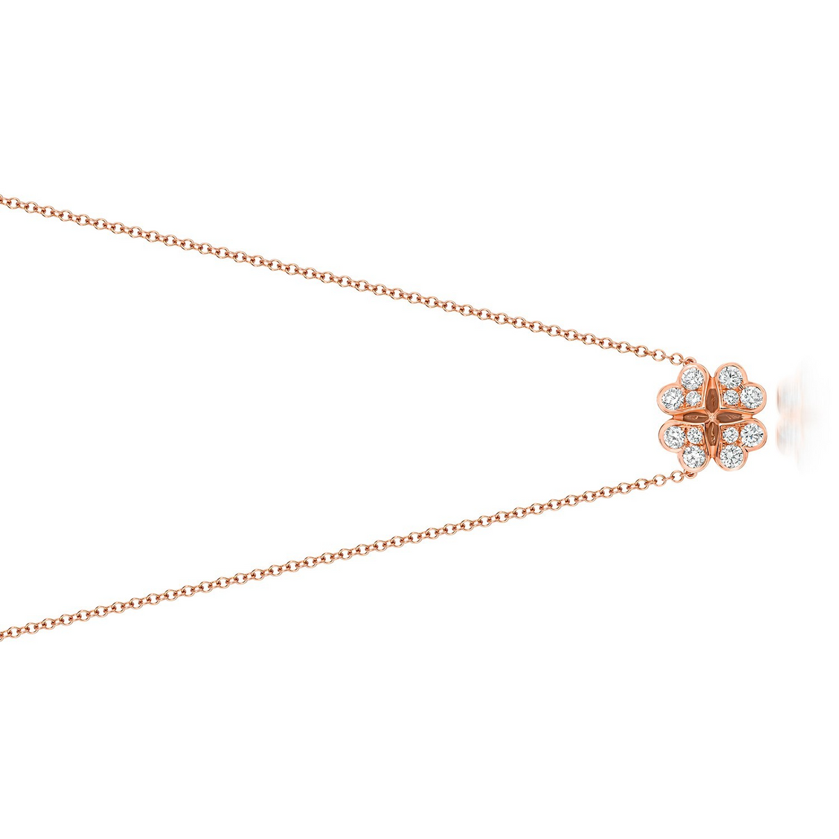 12 Natural Diamond Clover Necklace 18ct Rose Gold Hallmarked British Made
