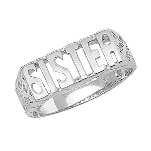 Sister Ring Sterling Silver Basket Sides 925 Hallmarked British Made Sizes L - U