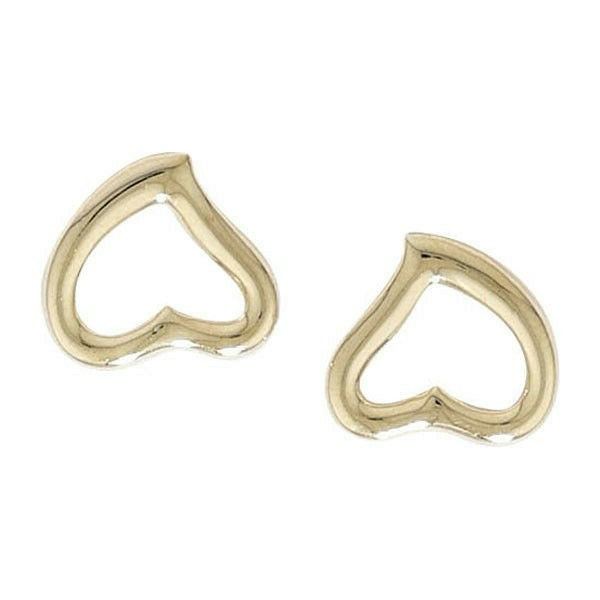 Open Heart Stud Earrings 9ct Yellow Gold Hallmarked Brand New Boxed