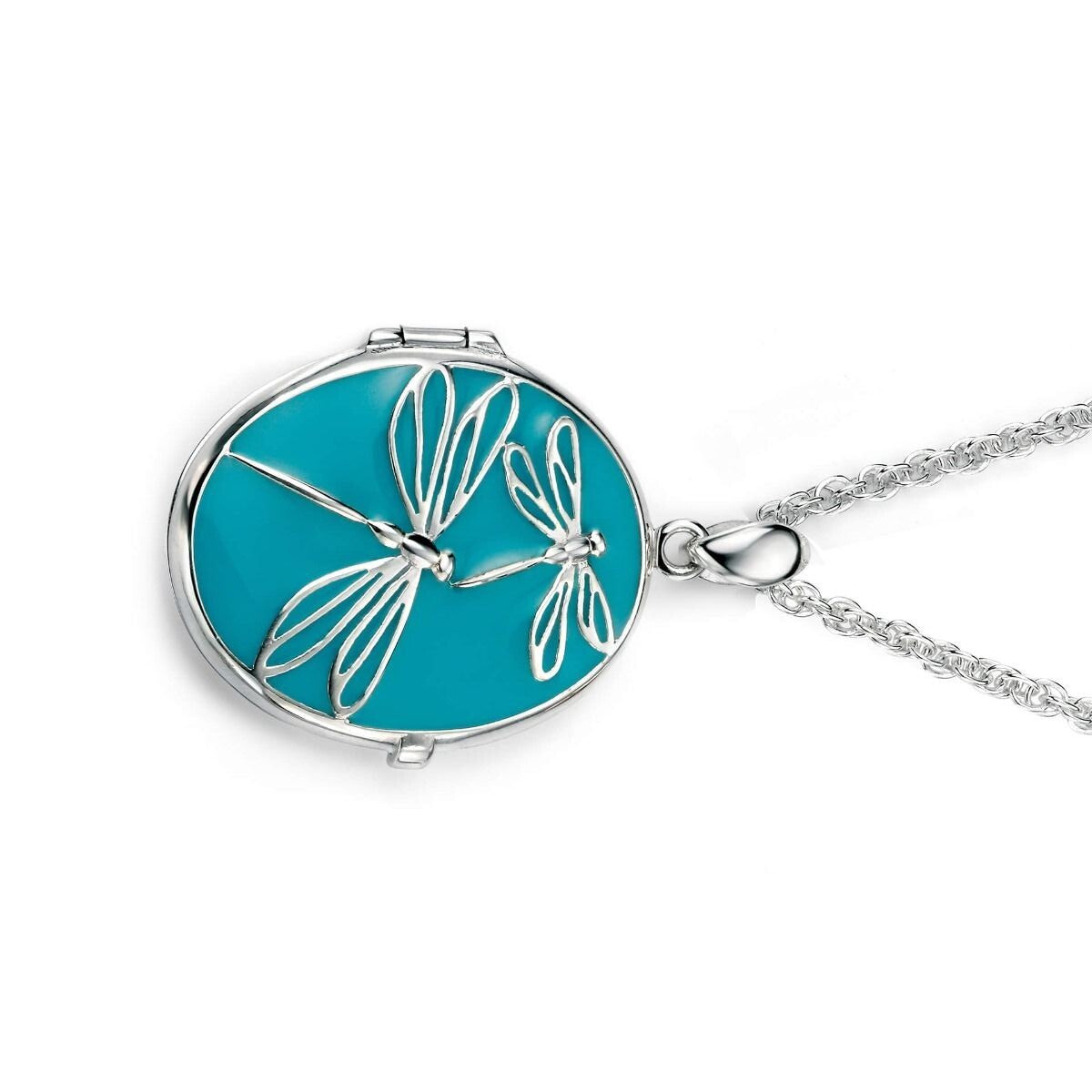 Dragonfly Blue Enamel Locket Sterling Silver 925 Hallmarked All Chain Lengths