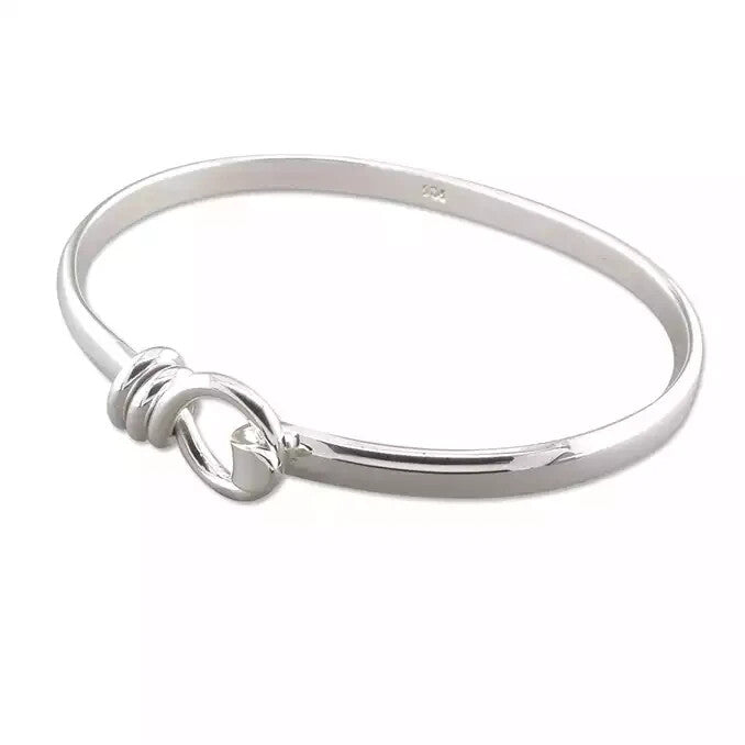 Solid Noose Hook Bangle Sterling Silver 925 Hallmarked British Made Brand New