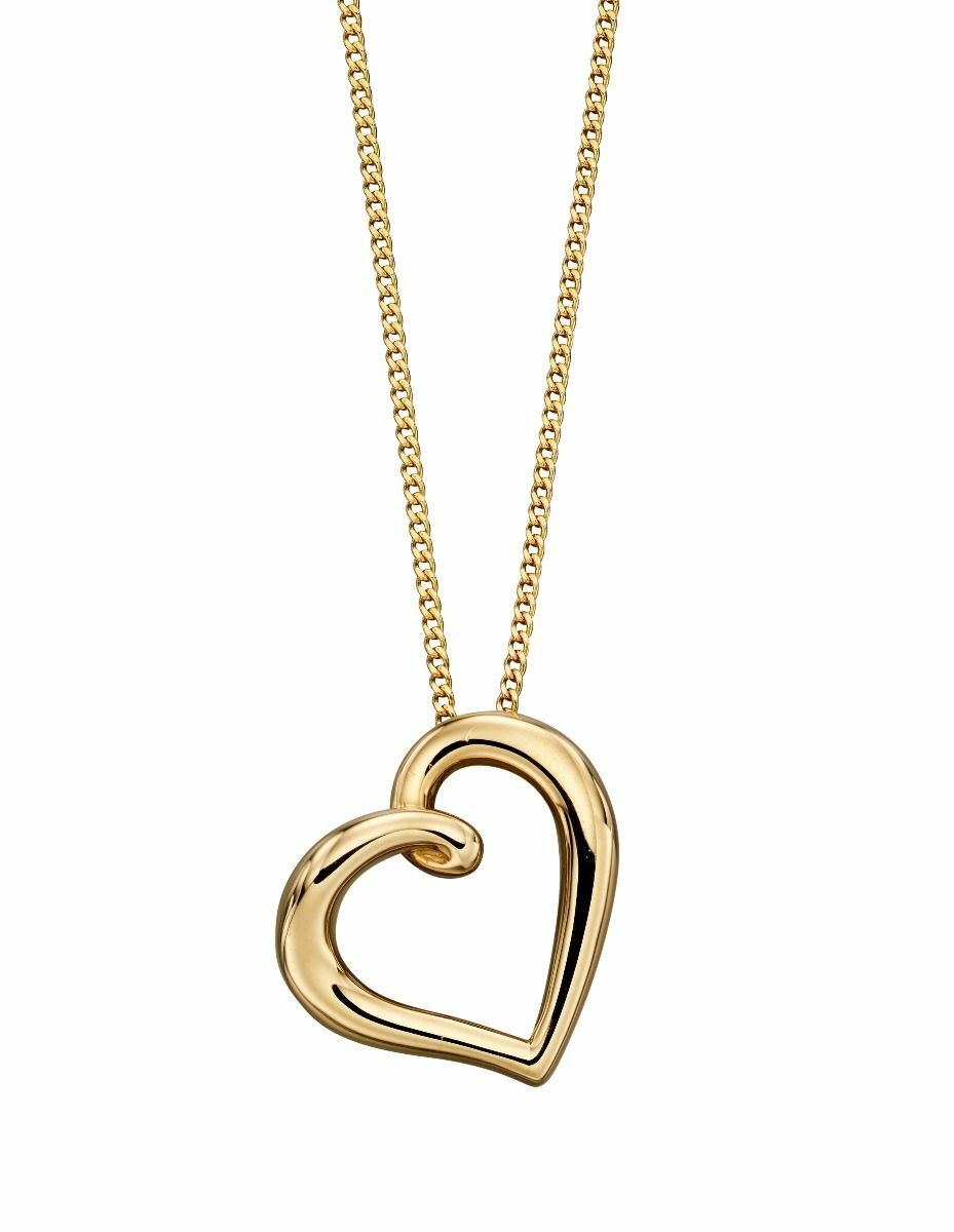 9ct Yellow Gold Organic Heart Pendant 375 Hallmarked British Made Brand New