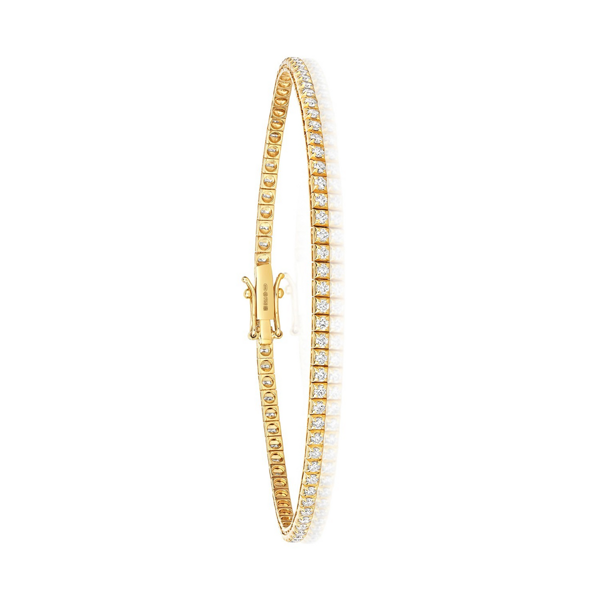 Natural Diamond 18ct Yellow Gold Tennis Bracelet 375 Hallmarked British Made