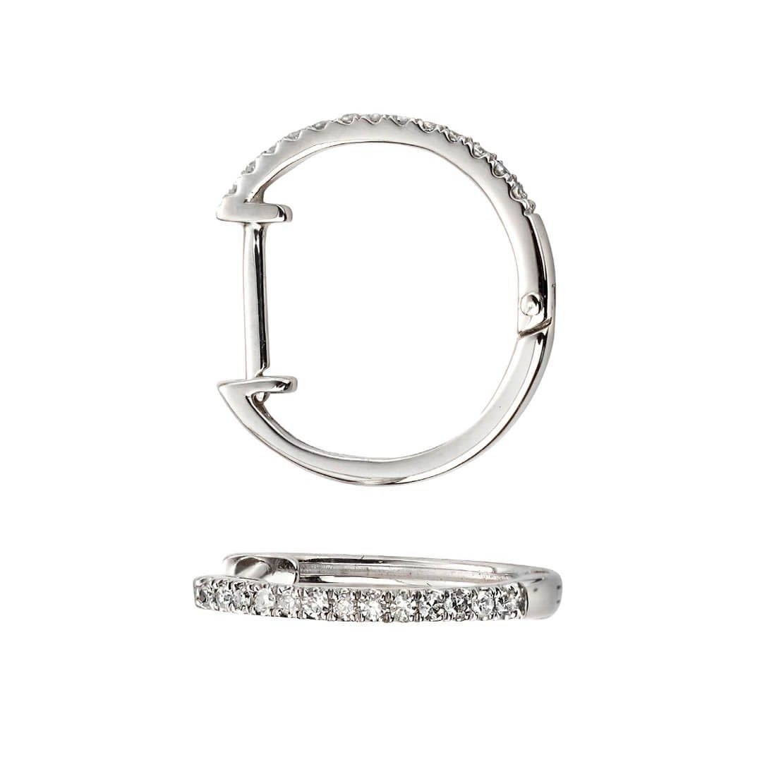 Pave Diamond Huggie Hoop Earrings 9ct White Gold 375 Hallmarked British Made