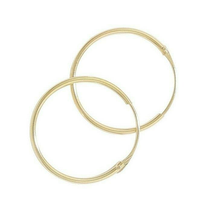 Yellow Gold Hinged Sleeper Earrings 14mm British Made Carat Hoop Creole Hoops