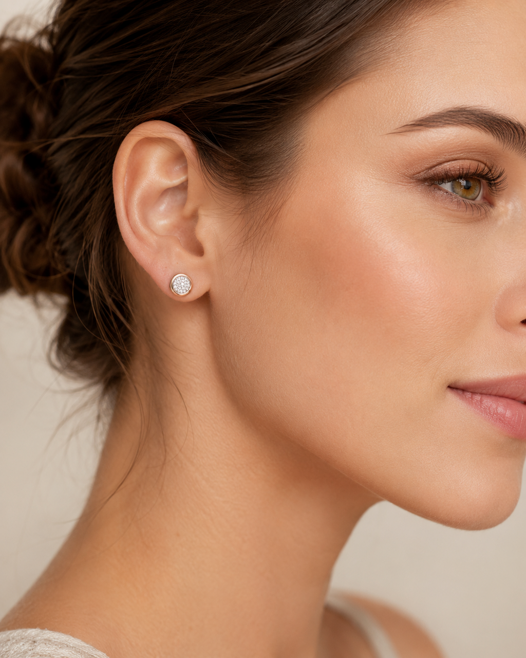 Pave Set Zircon Stud Earrings 9ct Rose Gold Plated Hallmarked Brand New Boxed
