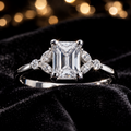 Rectangle Petal Surround Ring Sterling Silver 925 Hallmarked Size L - Q