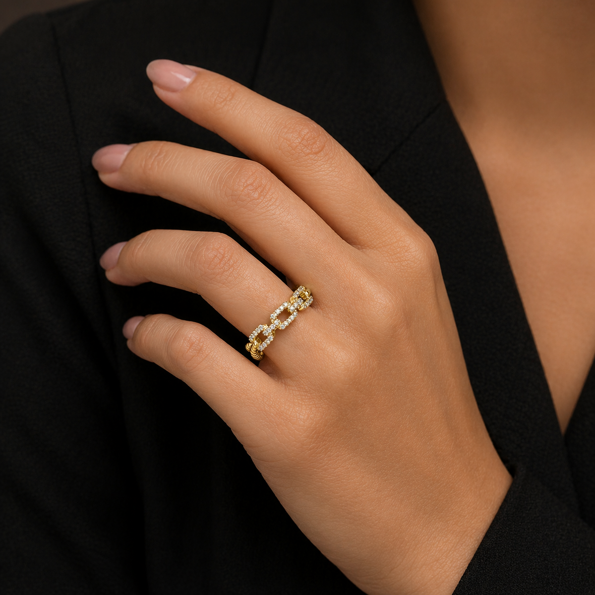 Chain Link Ring 9ct White Gold Hallmarked Sizes L - Q British Made