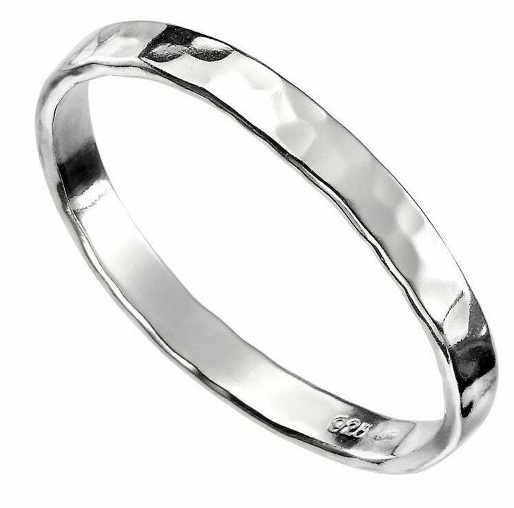 Sterling Silver Hammered Band Ring 925 Hallmarked Size K - S