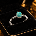 Sterling Silver Twisted Turquoise Band Ring 925 Hallmarked Size K - S
