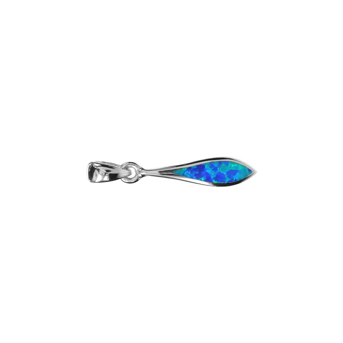 Elongated Blue Opal Pendant Sterling Silver 925 Hallmarked All Chain Lengths