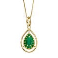 Teardrop Emerald Pendant 9ct Yellow Gold 375 Hallmarked British Made