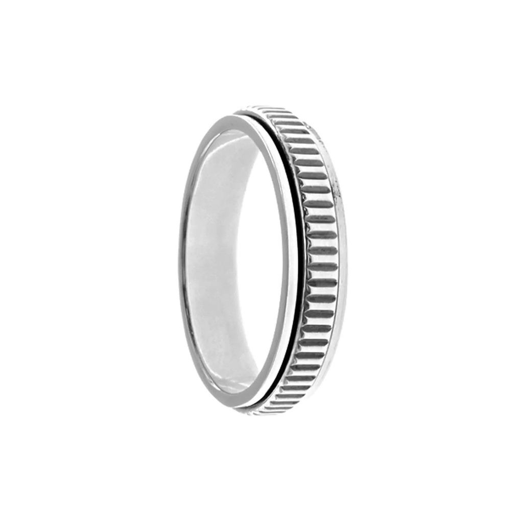 Ridged Spinner Ring Sterling Silver 925 Hallmarked British Made Size J - T