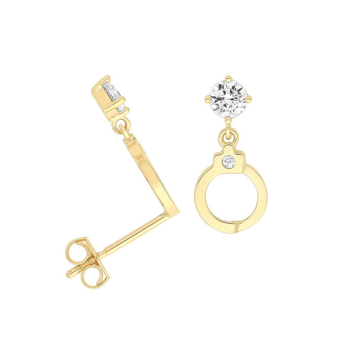 2 Stone Handcuff Drop Earrings 9ct Yellow Gold 375 Hallmarked Brand New Boxed