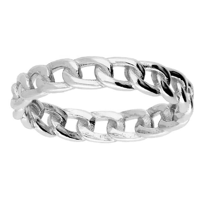Cuban Link Chain Ring Sterling Silver 925 Hallmarked British Made Size K - R