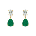 Green Amethyst And Onyx Drop Earrings 9ct Yellow Gold 375 Hallmarked