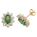 Yellow Gold Emerald Earrings Cluster Natural Stone 375 9 Carat New Boxed