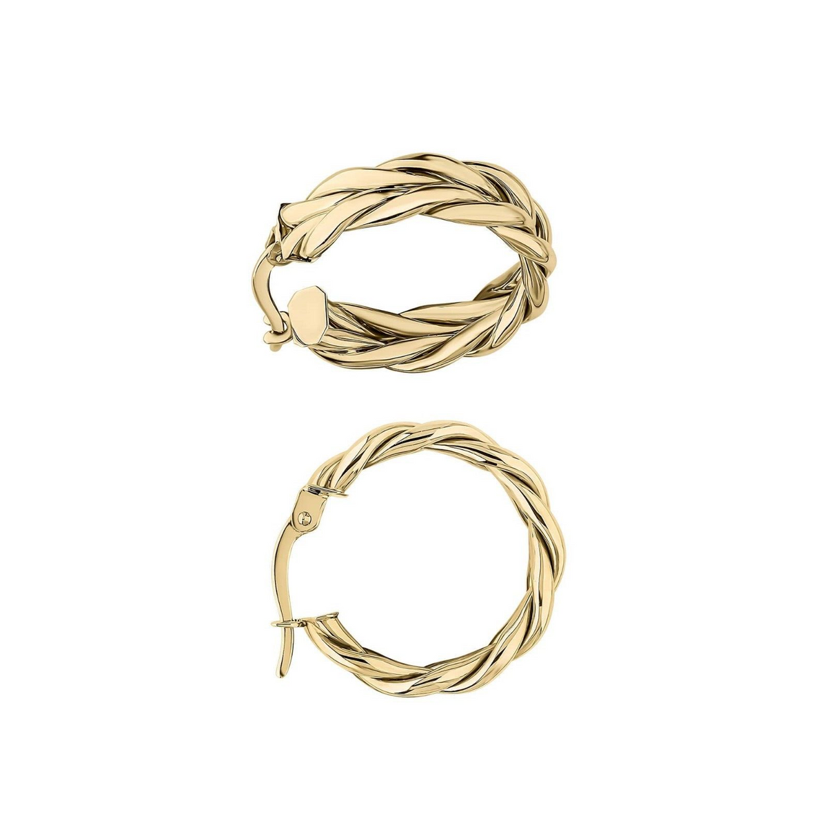 Rope Textured Hoop Earrings British Made 9ct Yellow Gold 375 Hallmarked