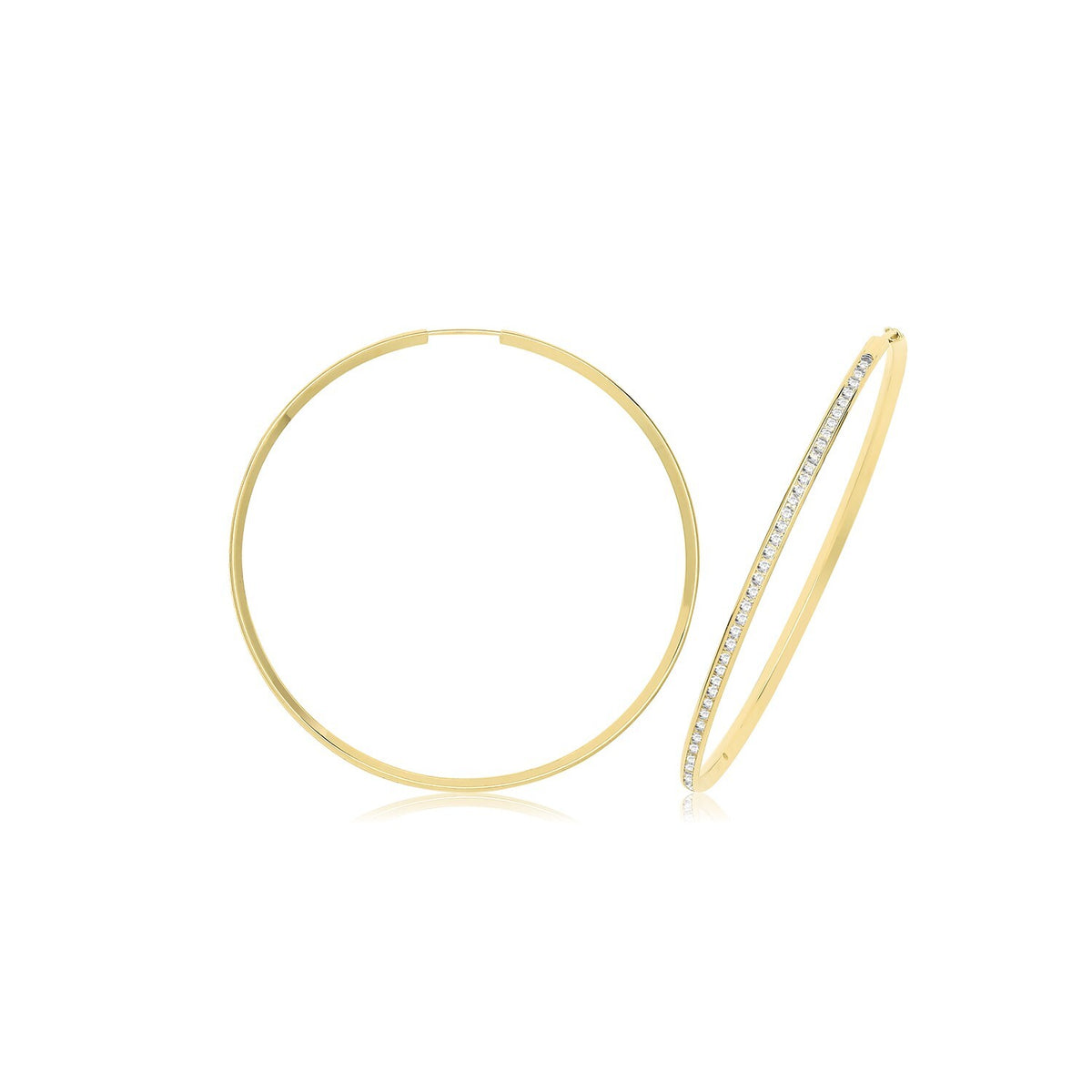 9ct Yellow Gold Channel Set Hoop Earrings 375 Hallmarked 25mm - 70mm Diameter